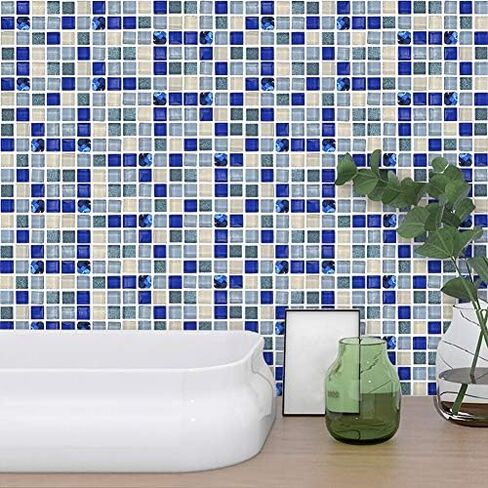 18pcs Mosaic Tile Transfer Stickers, Easy Peel and Stick, Reusable and Durable, for Kitchen and Bathroom (013) in Saudi Arabia