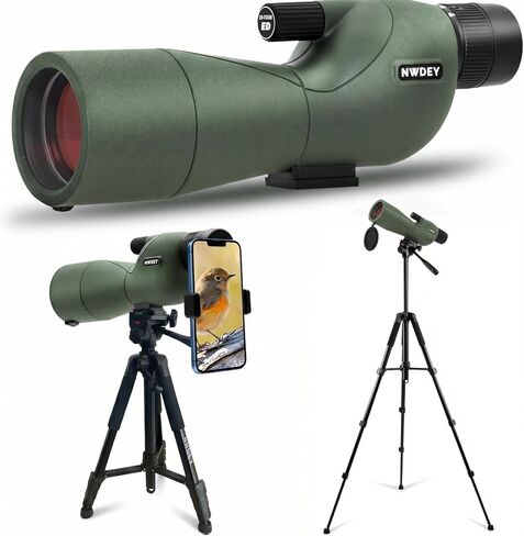 نطاق اكتشاف NWDEY 25-75x80، بصريات BAK4 Prism FMC، نطاق اكتشاف مقاوم للماء مع حامل ثلاثي القوائم مطور، ومحول الهاتف وحقيبة حمل لمشاهدة الطيور، وإطلاق النار على الهدف، ومشاهدة الحياة البرية in Kuwait