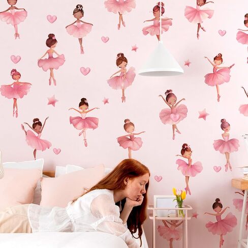 Flower Fairy Wall Decals, Floral Butterfly Elf Art Wall Sticker, Peel and Stick Butterfly ＆ Flowers Vine Airy Decor for Kids Girls Room Baby Nursery Bedroom (Pink Fairy Vine Wall Decals) in Saudi Arabia