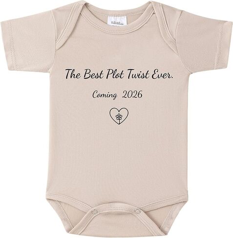 The Best Plot Twist Ever Coming 2026 Baby Announcement Onesie, Funny Pregnancy Announcement Outfit for Grandparents to be,Baby Coming Soon Shower Reveal Idear Gift (Oat) in Kuwait