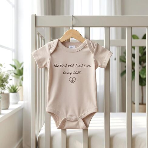 The Best Plot Twist Ever Coming 2026 Baby Announcement Onesie, Funny Pregnancy Announcement Outfit for Grandparents to be,Baby Coming Soon Shower Reveal Idear Gift (Oat) in Kuwait