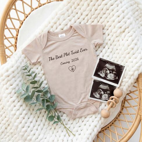 The Best Plot Twist Ever Coming 2026 Baby Announcement Onesie, Funny Pregnancy Announcement Outfit for Grandparents to be,Baby Coming Soon Shower Reveal Idear Gift (Oat) in Kuwait