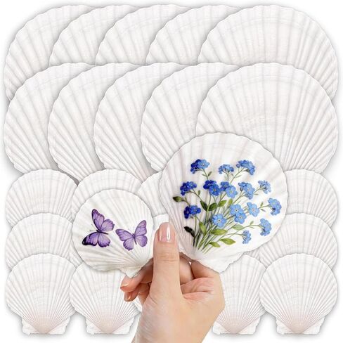 25PCS Large Scallop Shells for Crafts, 2-5 Inch Natural Sea Shells for Decorating, White Seashells Bulk for DIY Crafting, Painting, Baking, Ocean Themed Party Supplies & Decorations in Kuwait