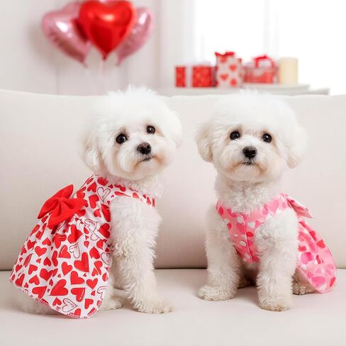choyaxo Valentine Dog Dress Cute Dog Skirt Dogs Valentine Outfit Summer Pet Clothes for Puppy Cats in Saudi Arabia