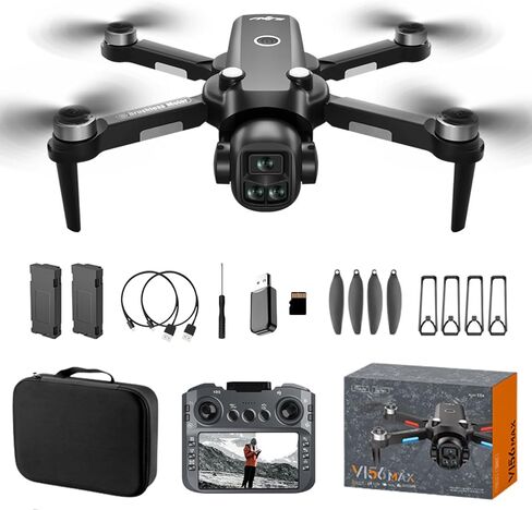 Drones with Camera for Adults, Brushless Motor Large HD Screen Remote Control, Lightweight Under 250g Foldable Professional Drone for Beginner, V156 Max Mini Quadcopter with 2 Batteries & Storage Bag (Grey) in Saudi Arabia