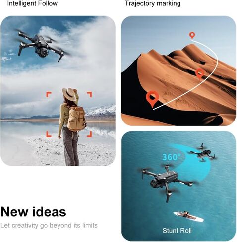 Drones with Camera for Adults, Brushless Motor Large HD Screen Remote Control, Lightweight Under 250g Foldable Professional Drone for Beginner, V156 Max Mini Quadcopter with 2 Batteries & Storage Bag (Grey) in Saudi Arabia