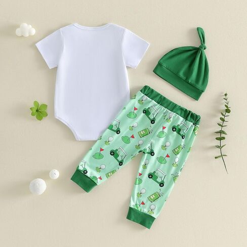 Baby Boy Golf Outfit New to the Club Bodysuit Golf Cart Jogger Pants Hat Set Cute Newborn Coming Home Summer Clothes in Saudi Arabia