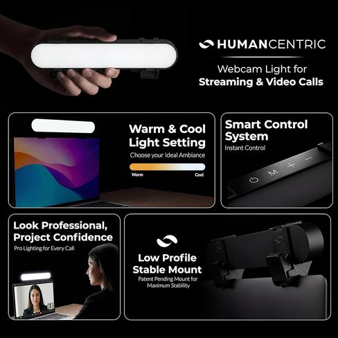 إضاءة مؤتمرات الفيديو من HumanCentric، إضاءة كاميرا ويب للكمبيوتر المحمول فقط للبث، إضاءة LED للكمبيوتر المحمول لعقد مؤتمرات الفيديو، إضاءة تكبير للكمبيوتر، ترقية الضوء لاجتماعات التكبير in Kuwait