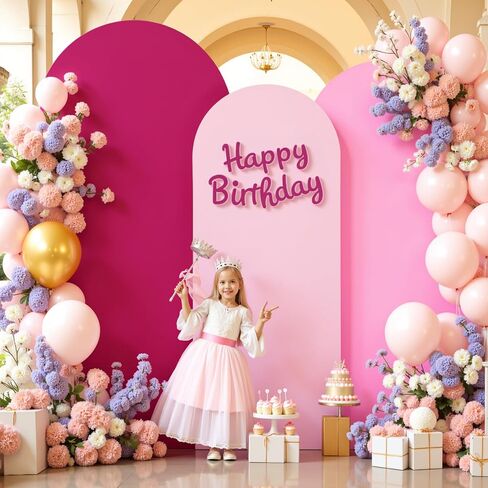 Set of 3 Arch Backdrop Covers(6ft, 5ft, 4ft) - Premium Stretchy Spandex Backdrop Arch Stand Cover for Baby Shower,Wedding,Party Decor Chiara Cover with Double-Sided Design(Pink) in Saudi Arabia