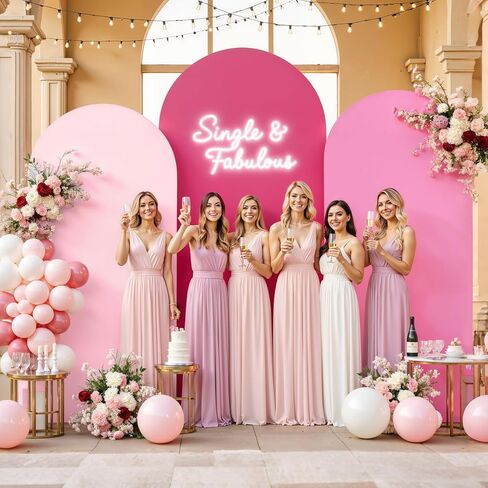 Set of 3 Arch Backdrop Covers(6ft, 5ft, 4ft) - Premium Stretchy Spandex Backdrop Arch Stand Cover for Baby Shower,Wedding,Party Decor Chiara Cover with Double-Sided Design(Pink) in Saudi Arabia