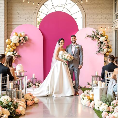 Set of 3 Arch Backdrop Covers(6ft, 5ft, 4ft) - Premium Stretchy Spandex Backdrop Arch Stand Cover for Baby Shower,Wedding,Party Decor Chiara Cover with Double-Sided Design(Pink) in Saudi Arabia