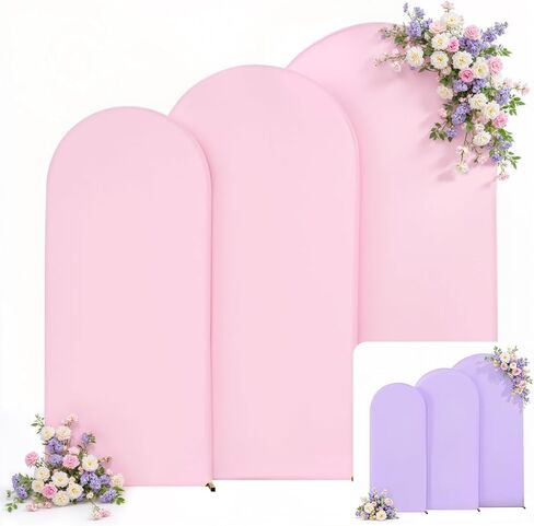 Set of 3 Arch Backdrop Covers(6ft, 5ft, 4ft) - Premium Stretchy Spandex Backdrop Arch Stand Cover for Baby Shower,Wedding,Party Decor Chiara Cover with Double-Sided Design(Pink) in Saudi Arabia