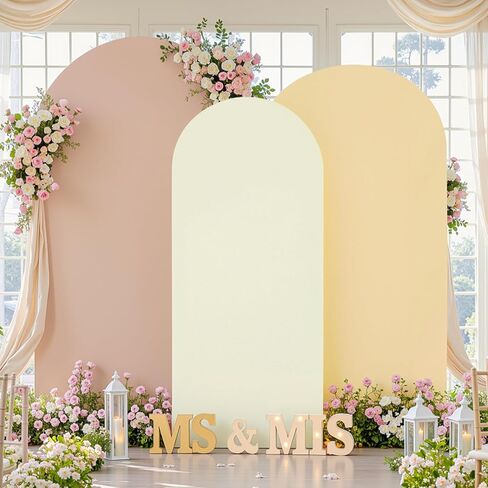 Set of 3 Arch Backdrop Covers(6ft, 5ft, 4ft) - Premium Stretchy Spandex Backdrop Arch Stand Cover for Baby Shower,Wedding,Party Decor Chiara Cover with Double-Sided Design(Pink) in Saudi Arabia