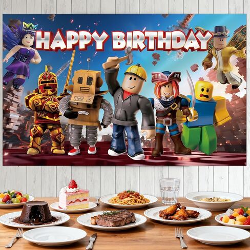 1Pc Roblo-x Party Decoration Banner Photography Background for Birthday Party Photo Booth Props (4.16X2.3 Ft) in Kuwait
