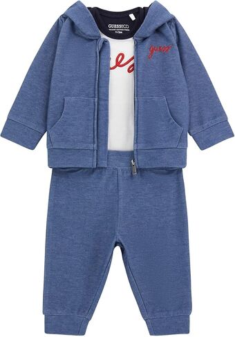GUESS Baby Boys' Long Sleeve Hooded Top and Short Sleeve Bodysuit and Pant Set in Saudi Arabia