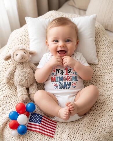My 1st Memorial Day Baby Bodysuit Toddler T-Shirt Boy Girl Funny Onesize Clothes Infant Outfit 0-2T in Saudi Arabia
