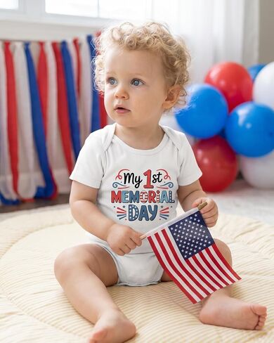 My 1st Memorial Day Baby Bodysuit Toddler T-Shirt Boy Girl Funny Onesize Clothes Infant Outfit 0-2T in Saudi Arabia