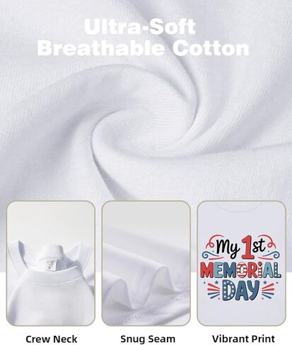 My 1st Memorial Day Baby Bodysuit Toddler T-Shirt Boy Girl Funny Onesize Clothes Infant Outfit 0-2T in Saudi Arabia