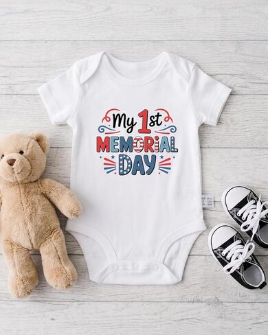 My 1st Memorial Day Baby Bodysuit Toddler T-Shirt Boy Girl Funny Onesize Clothes Infant Outfit 0-2T in Saudi Arabia