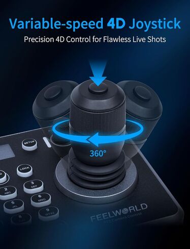وحدة تحكم عصا التحكم في الكاميرا FEELWORLD KBC20 PTZ، شاشة LCD 4D لوحة مفاتيح التحكم في عصا التحكم تدعم PoE VISCA Pelco-D/P RS422 RS485 RS232 RJ45 للكنيسة المباشرة والأحداث والبث المباشر in Kuwait