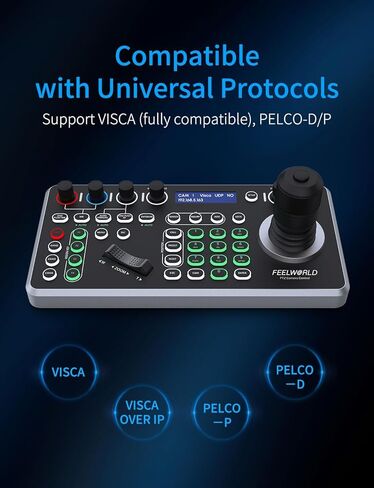 وحدة تحكم عصا التحكم في الكاميرا FEELWORLD KBC20 PTZ، شاشة LCD 4D لوحة مفاتيح التحكم في عصا التحكم تدعم PoE VISCA Pelco-D/P RS422 RS485 RS232 RJ45 للكنيسة المباشرة والأحداث والبث المباشر in Kuwait