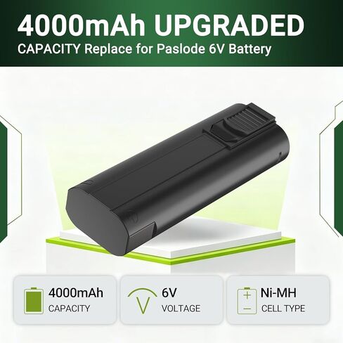 بطارية وشاحن 4.0Ah 6V Ni-Mh متوافق مع Paslode 404717 B20544E BCPAS-404717 404400 900400 900420 900600 901000 902000 B20720 CF-325 IM200 F18 IM250 IM250A in Kuwait