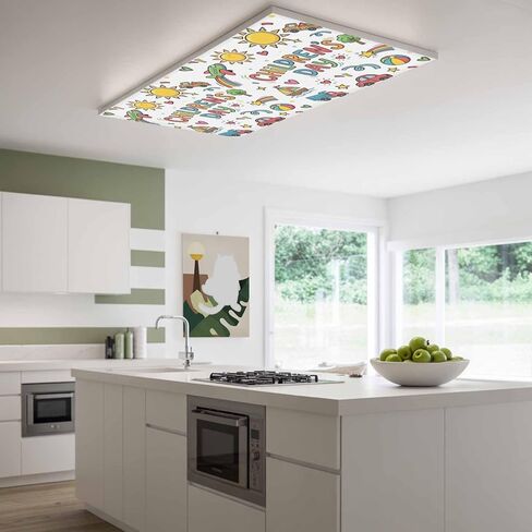 Children's Day Fluorescent Light Covers for Ceiling Lights 4x2 feet,3 Pack Magnetic Light Filters for Classroom,Car Tree Stars Modern Abstract Art Fluorescent Lamp Shade Panel for Office School Drop in Saudi Arabia