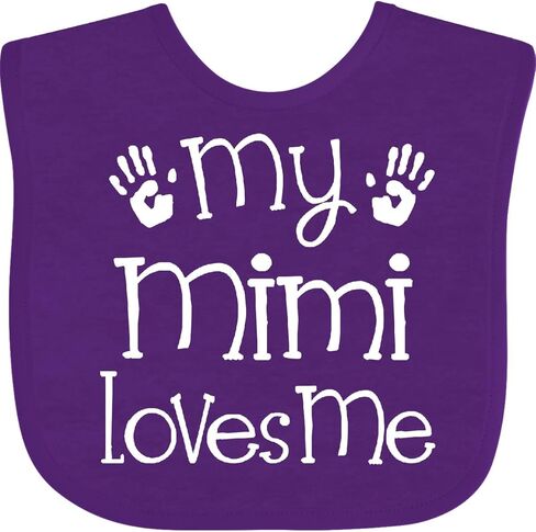 inktastic My Mimi Loves Me Grandkids Baby Bib in Kuwait