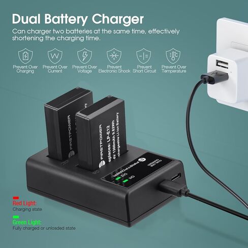 FirstPower 2-Pack LP-E12 Battery and Dual USB Charger for Canon EOS M, EOS M2, EOS M10, EOS M50, EOS M50 Mark II, EOS M100, EOS M200, Rebel SL1, PowerShot SX70 HS Digital Camera in Kuwait