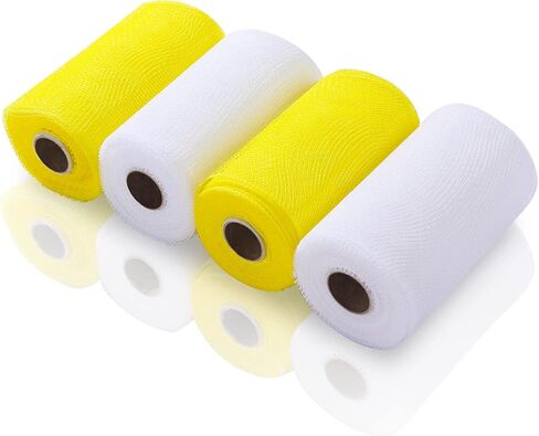 Waydress 4 Rolls Easter Decor Mesh Ribbon Making Supplies Poly Mesh Ribbon for Halloween Craft Wreaths Decorating 30 Feet Each Roll(6 Inch Wide,Yellow, Green, Blue, Purple) in Saudi Arabia