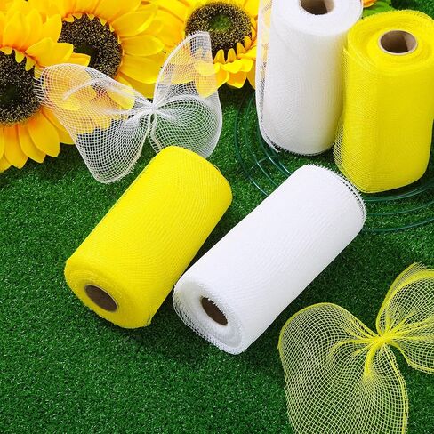 Waydress 4 Rolls Easter Decor Mesh Ribbon Making Supplies Poly Mesh Ribbon for Halloween Craft Wreaths Decorating 30 Feet Each Roll(6 Inch Wide,Yellow, Green, Blue, Purple) in Saudi Arabia