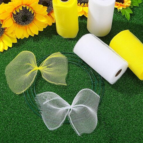 Waydress 4 Rolls Easter Decor Mesh Ribbon Making Supplies Poly Mesh Ribbon for Halloween Craft Wreaths Decorating 30 Feet Each Roll(6 Inch Wide,Yellow, Green, Blue, Purple) in Saudi Arabia