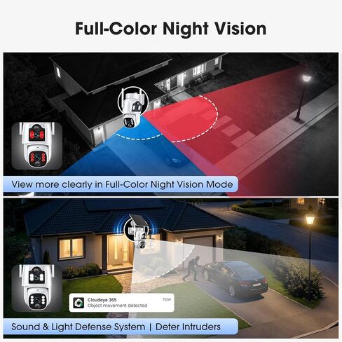 Camcamp Solar Security Cameras Wireless Outdoor, Dual Lens 4-Camera System | 10CH NVR with 500GB Local Storage, 2K Color Night Vision, 2-Way Audio, 2.4/5GHz WiFi, No Monthly Fee for Home Security in Kuwait
