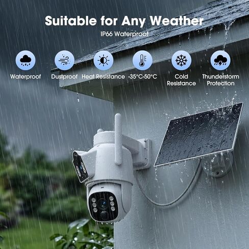 Camcamp Solar Security Cameras Wireless Outdoor, Dual Lens 4-Camera System | 10CH NVR with 500GB Local Storage, 2K Color Night Vision, 2-Way Audio, 2.4/5GHz WiFi, No Monthly Fee for Home Security in Kuwait