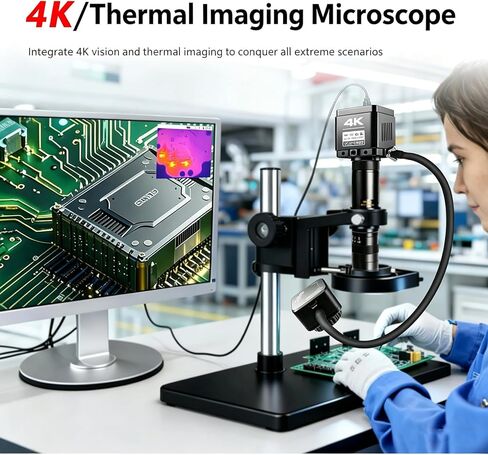 مجهر رقمي مع تصوير حراري، مجاهر لحام دقيقة 4K HDMI، عدسة مكبرة 180X، جهاز تحكم عن بعد، دعم التقاط الصور/مقاطع الفيديو، لإصلاح الإلكترونيات in Kuwait