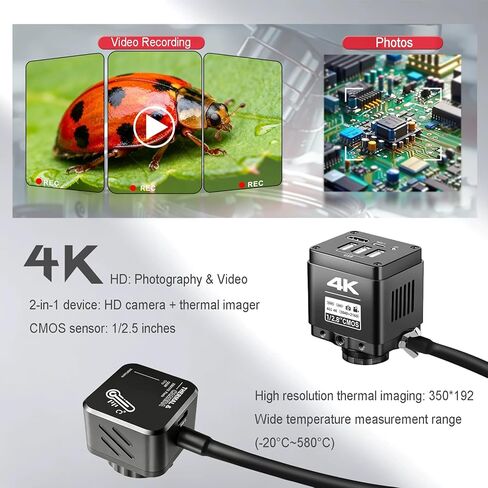 مجهر رقمي مع تصوير حراري، مجاهر لحام دقيقة 4K HDMI، عدسة مكبرة 180X، جهاز تحكم عن بعد، دعم التقاط الصور/مقاطع الفيديو، لإصلاح الإلكترونيات in Kuwait
