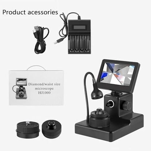 جهاز عرض الحزام الماسي - مجهر رقمي LCD مقاس 4.3 بوصة، تكبير 50-1000X، ضوء LED، أداة تحديد دقيقة للنقش الماسي in Kuwait