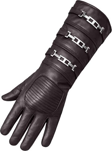 URBAN BUCK Real Leather Cosplay Mens Long Regular Fit Gauntlets Assorted Buckle Costume Glove in Saudi Arabia