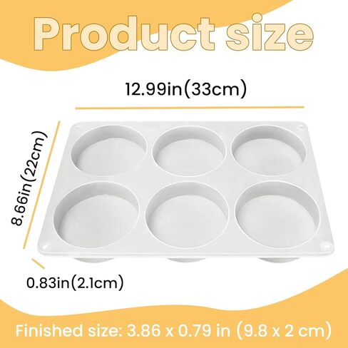 6-Cavity Round Silicone Resin Coaster Molds, Jewelry Resin Casting for Crafts Flower Bead Candle Clay Molds (12.99"×8.66") in Saudi Arabia