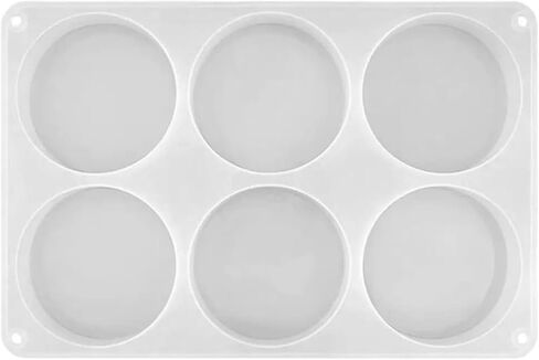 6-Cavity Round Silicone Resin Coaster Molds, Jewelry Resin Casting for Crafts Flower Bead Candle Clay Molds (12.99"×8.66") in Saudi Arabia