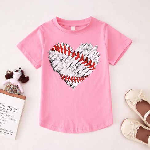 GLIGLITTR Baseball Outfits for Toddler Girl Love Heart Baseball Shirt Top+Pants Kids Game Day Short Sleeve Summer Clothes Set in Saudi Arabia
