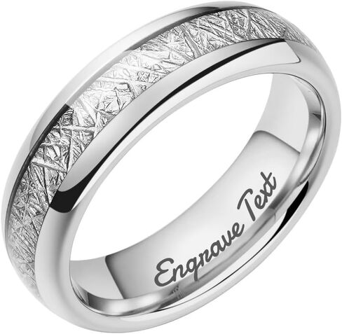 THREE KEYS JEWELRY 4mm 6mm 8mm Tungsten Wedding Ring Imitated Meteorite Silver Polished Band in Saudi Arabia