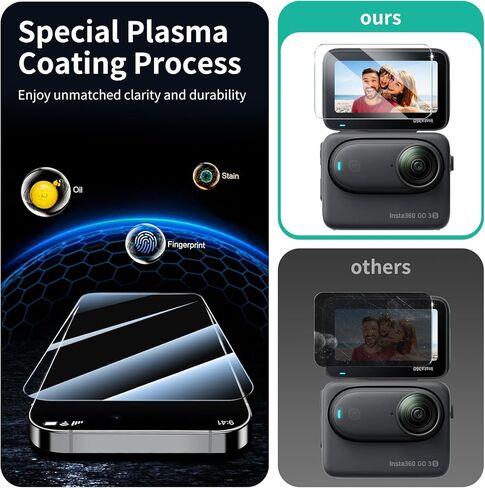 3-Pack Screen Protector for Insta360 GO 3/GO 3S Camera, Tempered Glass Film, Impact-Protection, HD, Anti-Shatter, Anti-Scratch, 9H Hardness, 2.5D Curved Edges, Case Friendly, Bubble Free in Kuwait