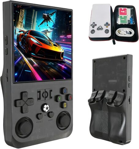 وحدة تحكم ألعاب R36MAX Retro، وحدات تحكم ألعاب محمولة بشاشة IPS عالية الدقة مقاس 4 بوصات مع بطارية 4000 مللي أمبير في الساعة، وحدة تحكم محاكية محمولة بنظام Linux مع أكثر من 30 محاكيًا وبطاقة TF مدمجة سعة 128 جيجا (أزرق) in Kuwait