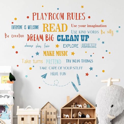 قواعد غرفة اللعب Mfault Dream Big Be Creative قراءة أقوال ملصقات الحائط، اقتباسات ملهمة ملونة ديكورات الحضانة، محايدة للأطفال الأولاد والبنات غرفة نوم غرفة اللعب فن المدرسة هدايا ديكور غرفة الأطفال in Kuwait