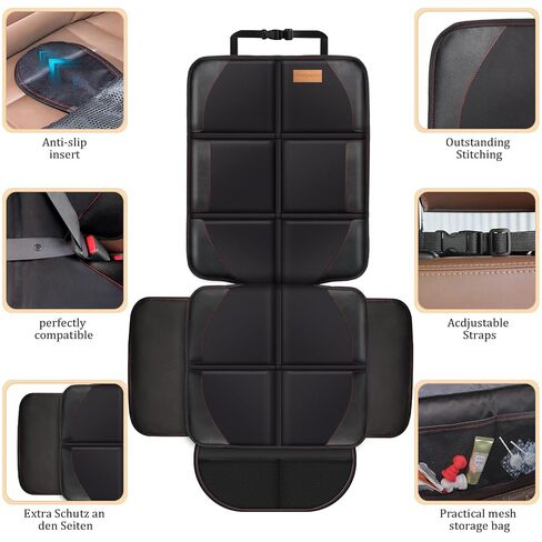 Bacgnyer Car Seat Protector, Anti Slip Backing, Child Seat Protection | Seat Protector for Under Baby Car Seat, Thickest Padded 600D Fabric Padding, Waterproof, Suitable for Babies, Toddlers in Kuwait