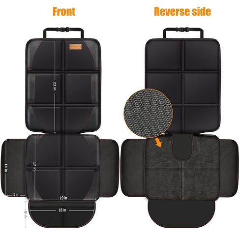 Bacgnyer Car Seat Protector, Anti Slip Backing, Child Seat Protection | Seat Protector for Under Baby Car Seat, Thickest Padded 600D Fabric Padding, Waterproof, Suitable for Babies, Toddlers in Kuwait