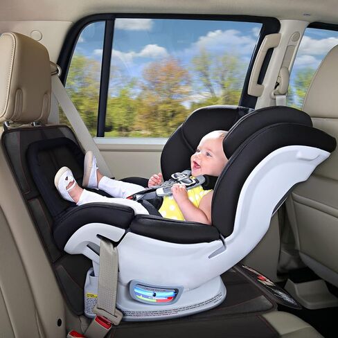 Bacgnyer Car Seat Protector, Anti Slip Backing, Child Seat Protection | Seat Protector for Under Baby Car Seat, Thickest Padded 600D Fabric Padding, Waterproof, Suitable for Babies, Toddlers in Kuwait
