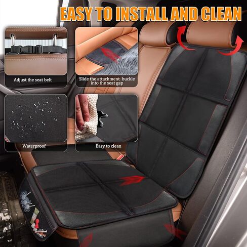 Bacgnyer Car Seat Protector, Anti Slip Backing, Child Seat Protection | Seat Protector for Under Baby Car Seat, Thickest Padded 600D Fabric Padding, Waterproof, Suitable for Babies, Toddlers in Kuwait