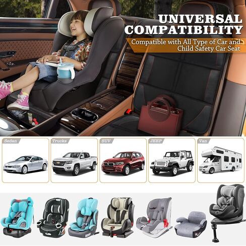 Bacgnyer Car Seat Protector, Anti Slip Backing, Child Seat Protection | Seat Protector for Under Baby Car Seat, Thickest Padded 600D Fabric Padding, Waterproof, Suitable for Babies, Toddlers in Kuwait